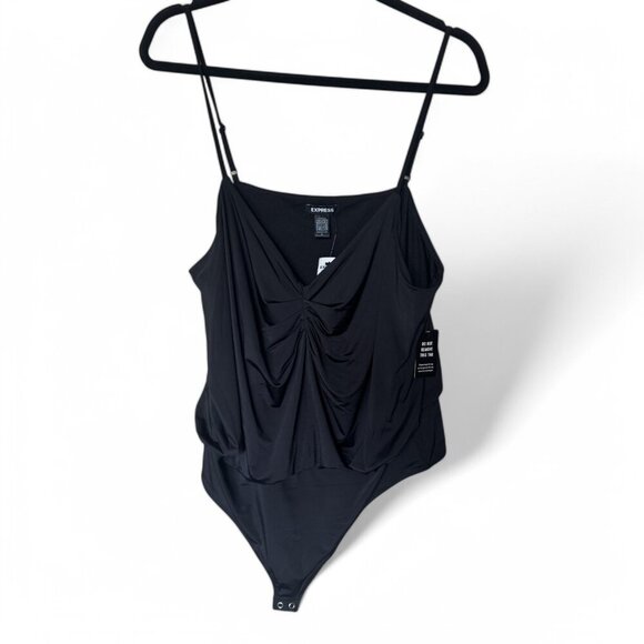 Express Silky Ruched Front Thong Bodysuit – XL - Picture 2 of 4